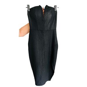 Black Snakeskin Pattern Designer Bodycon Dress
